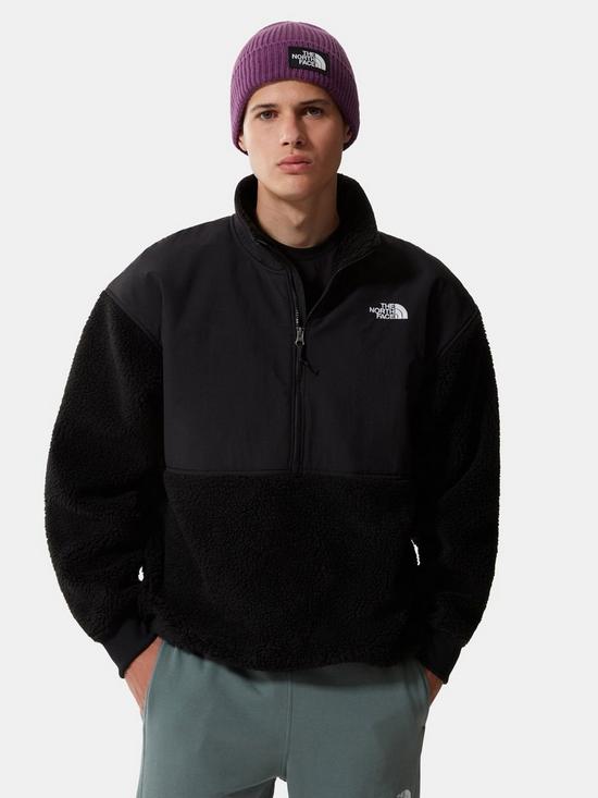 front image of the-north-face-mens-sherpa-14-zip-fleece-black