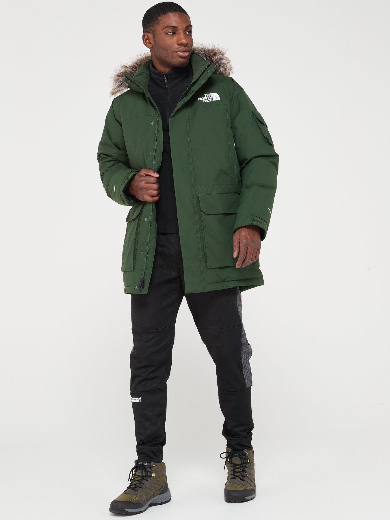 North face outlet green parka mens