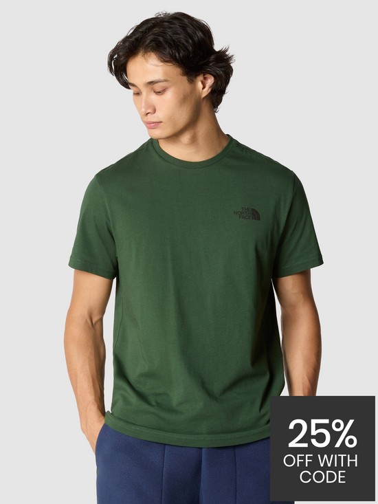 front image of the-north-face-mens-simple-dome-t-shirt-green