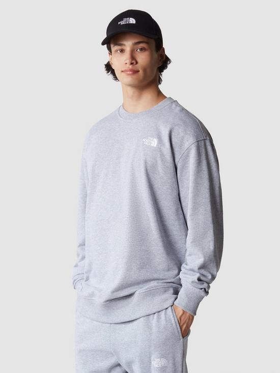 front image of the-north-face-mens-essential-crew-grey