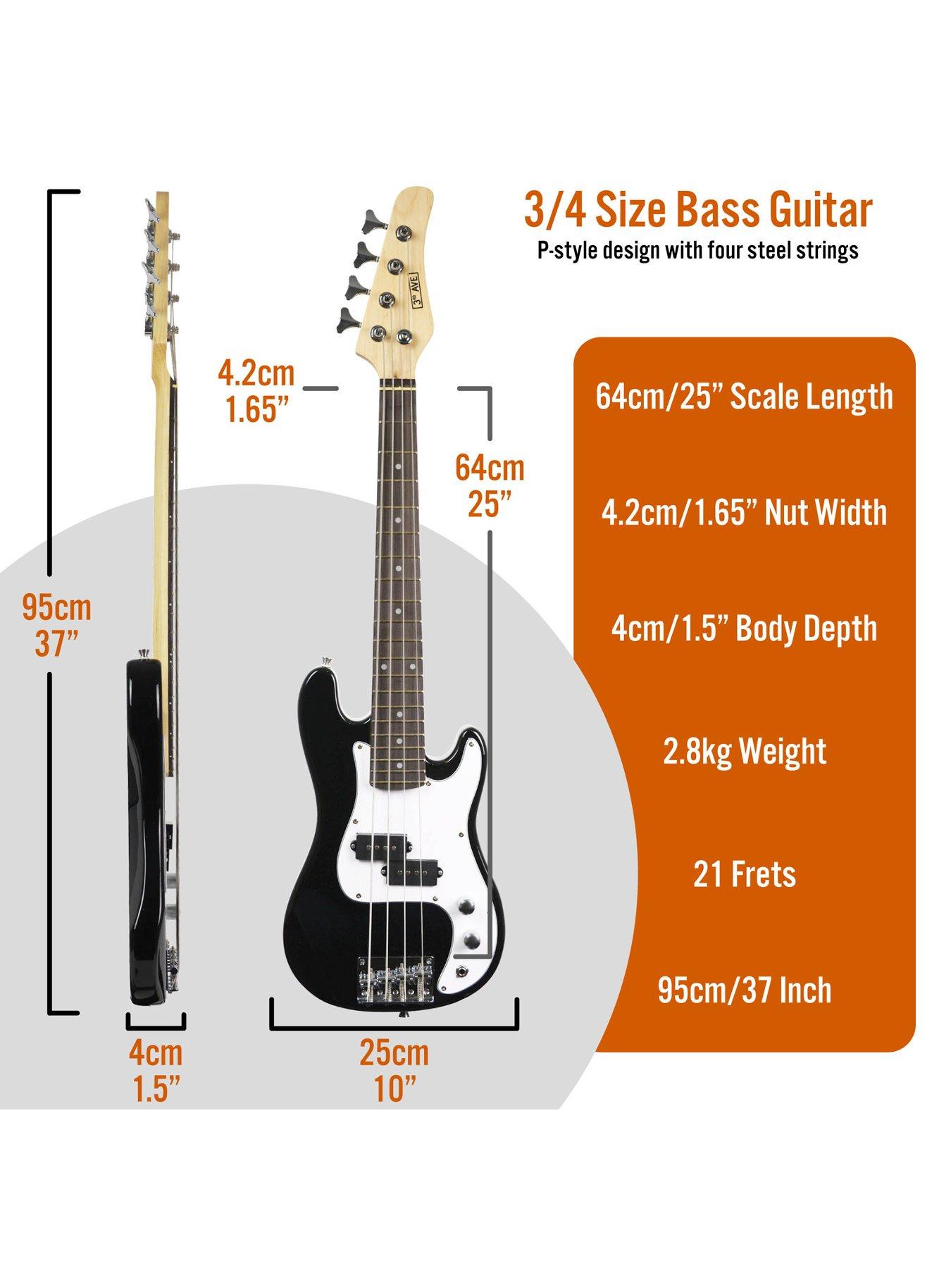 3 4 Short Scale Bass Guitar Starter Pack Black