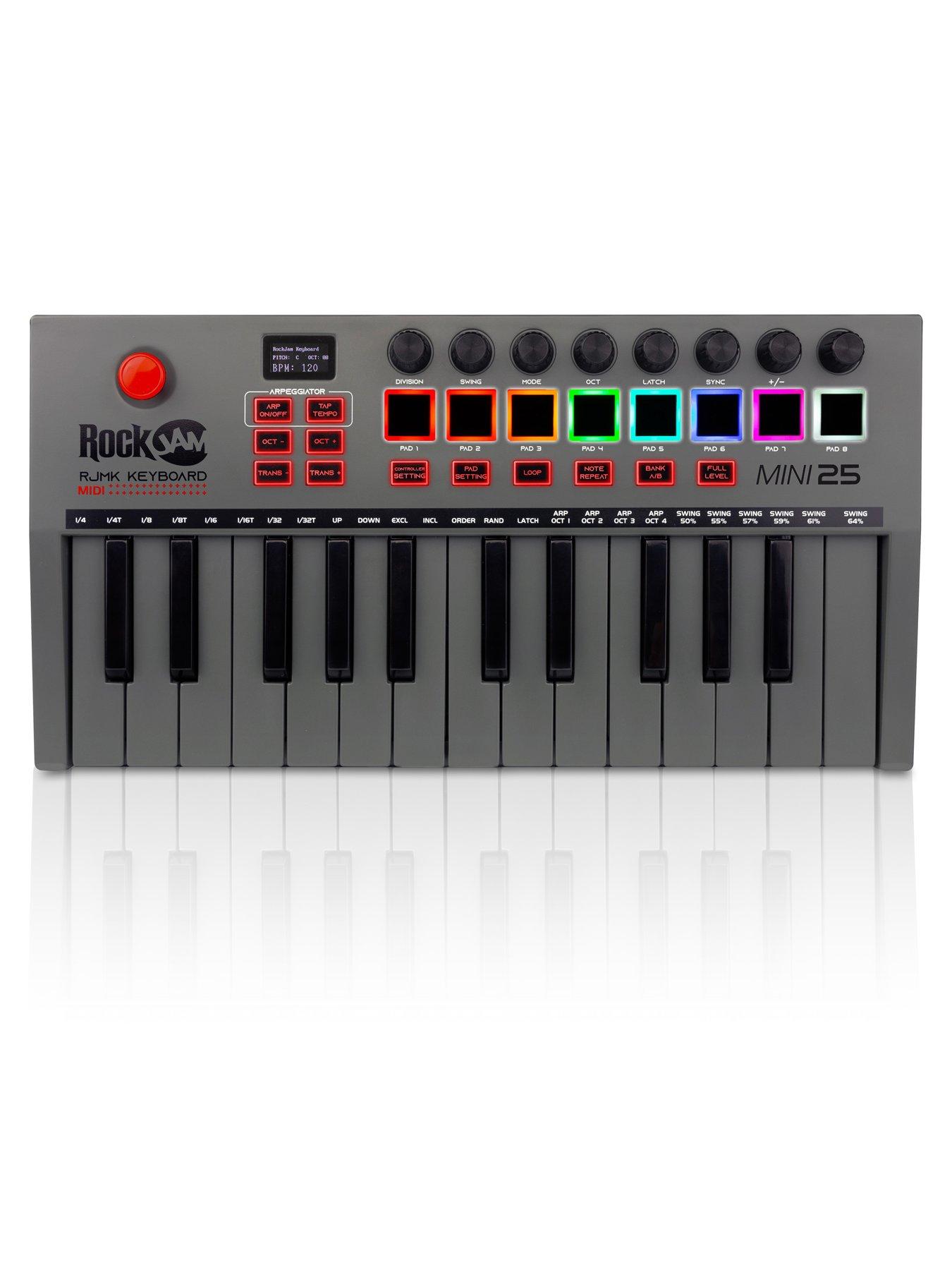 Image 4 of 7 of RockJam 25 Key USB and Bluetooth MIDI Keyboard Controller With 8 Backlit Drum Pads