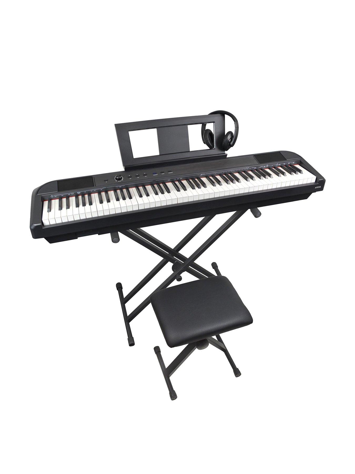 undefined 88 Key Portable Digital Piano Package in Black with Stand, Headphones and Bench