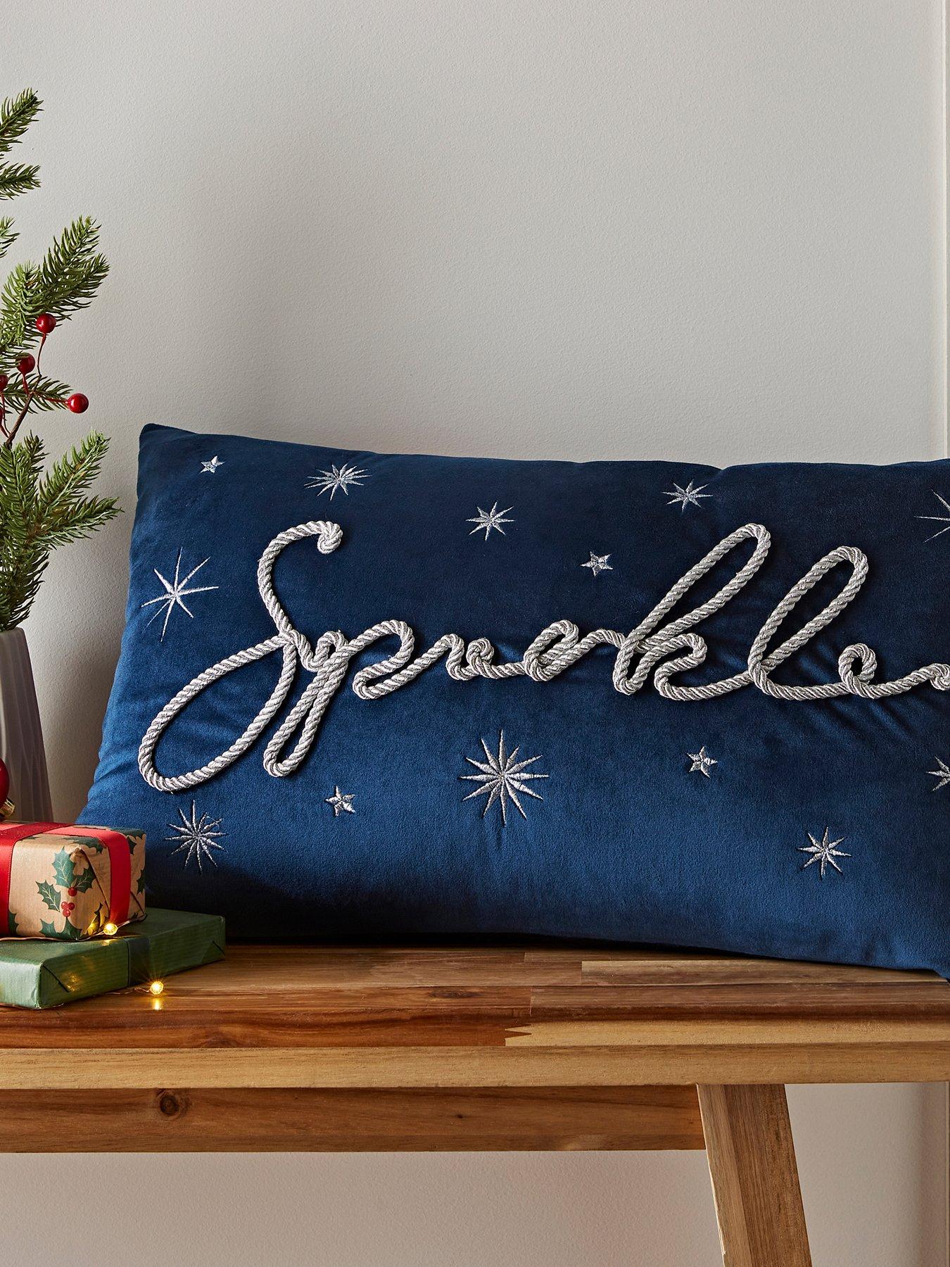 Product photograph of Catherine Lansfield Sparkle Cushion from very.co.uk