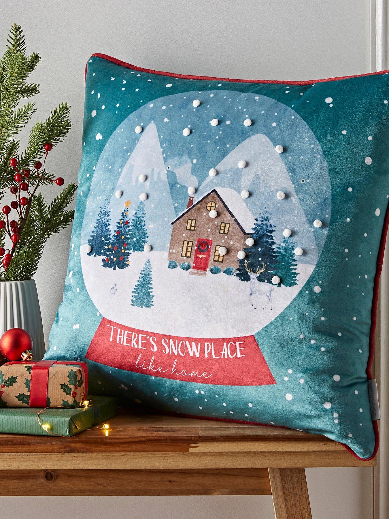 Product photograph of Catherine Lansfield Snow Place Like Home Cushion from very.co.uk