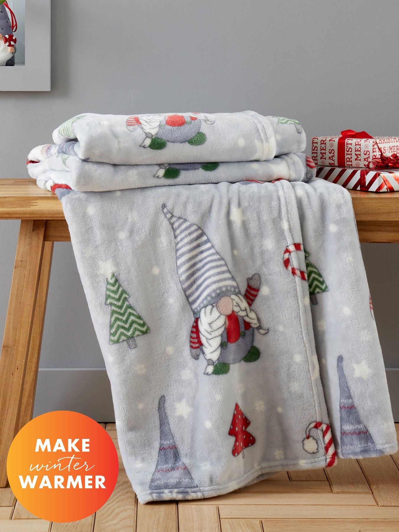 Product photograph of Catherine Lansfield Christmas Gnomes Throw - Grey from very.co.uk