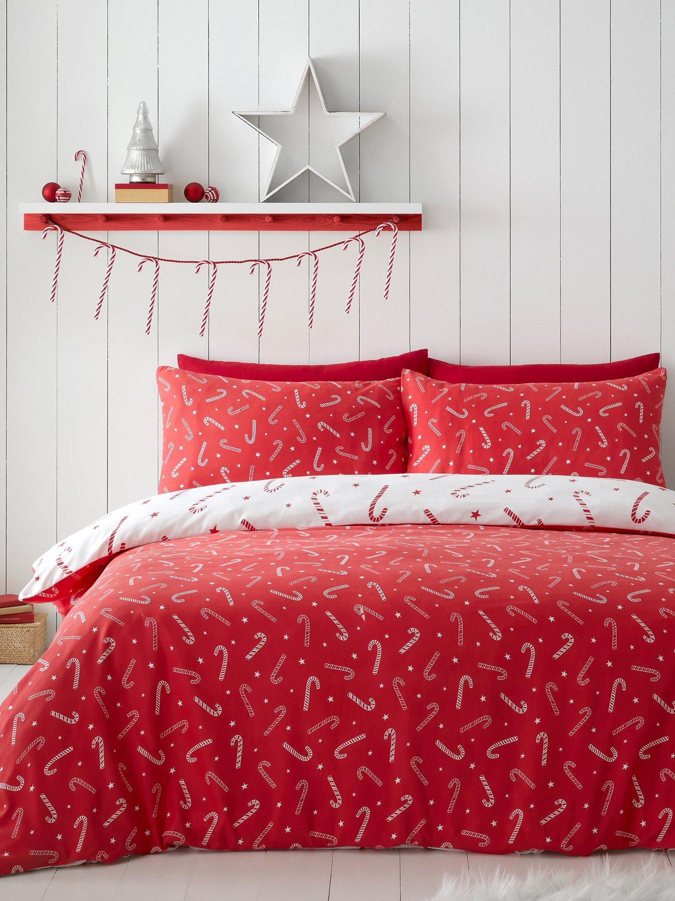 Image 3 of 6 of Catherine Lansfield Christmas Candy Cane Duvet Cover&nbsp;Set
