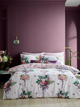 Product photograph of Bridgerton By Catherine Lansfield Wallflower Duvet Cover Set - Natural from very.co.uk