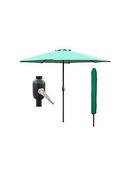 Glamhaus Green Garden Table Parasol Umbrella 2.7M With Crank Handle, Uv40 Protection, Includes Protection Cover - Robust Steel