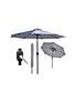  image of glamhaus-solar-led-tilting-light-grey-garden-parasol-umbrella-27m-with-crank-handle-uv40-protection-includes-protection-cover-robust-steel