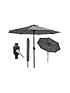  image of glamhaus-solar-led-tilting-dark-grey-garden-parasol-umbrella-27m-with-crank-handle-uv40-protection-includes-protection-cover-robust-steel