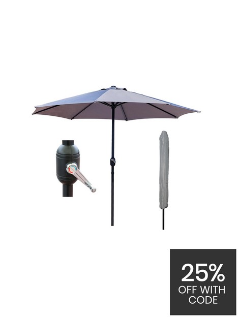 glamhaus-light-grey-garden-table-parasol-umbrella-27m-with-crank-handle-uv40-protection-includes-protection-cover-robust-steel