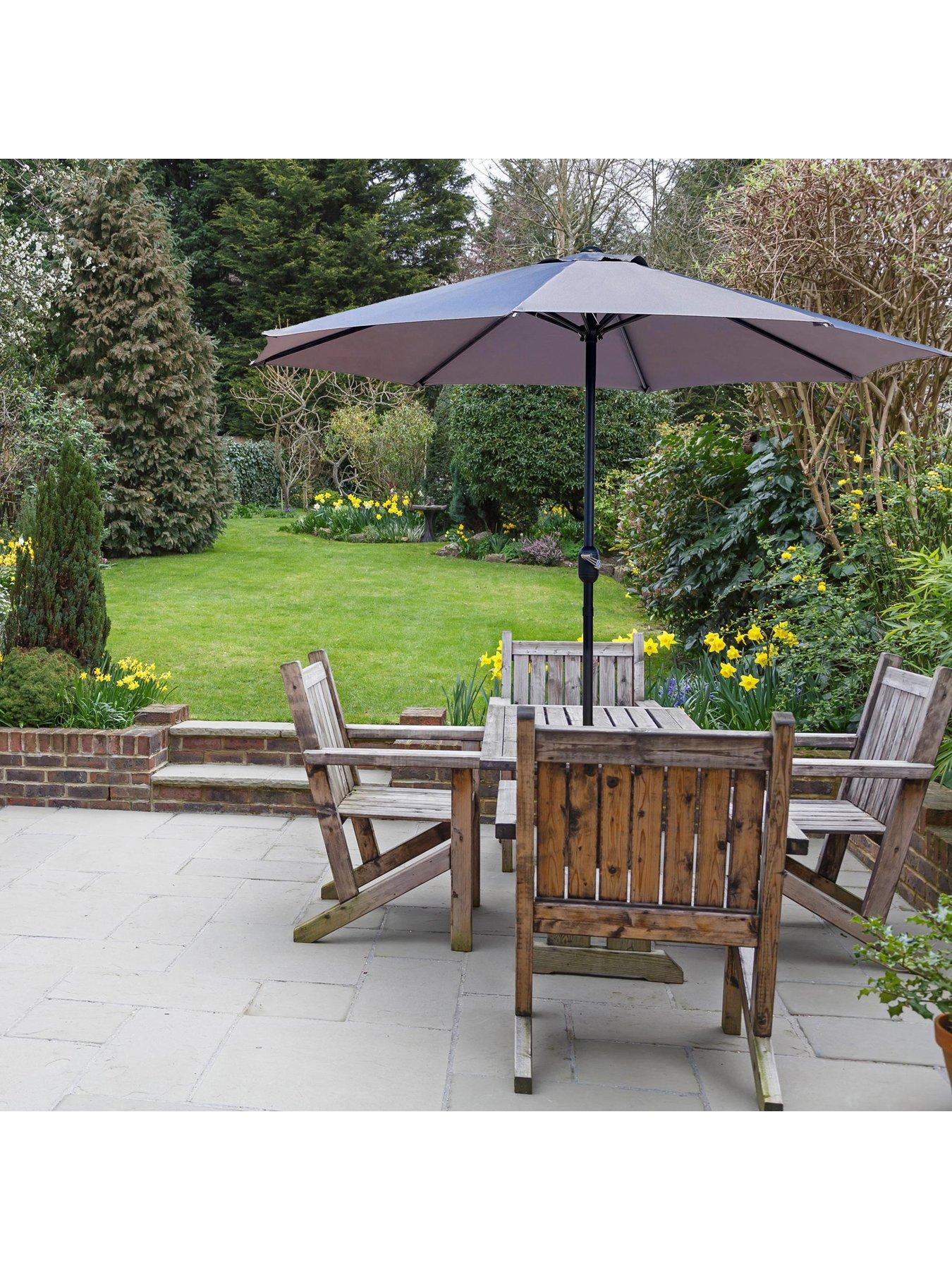 Image 5 of 6 of Glamhaus Light Grey Garden Table Parasol Umbrella 2.7M with Crank Handle, UV40 Protection, Includes Protection Cover - Robust Steel