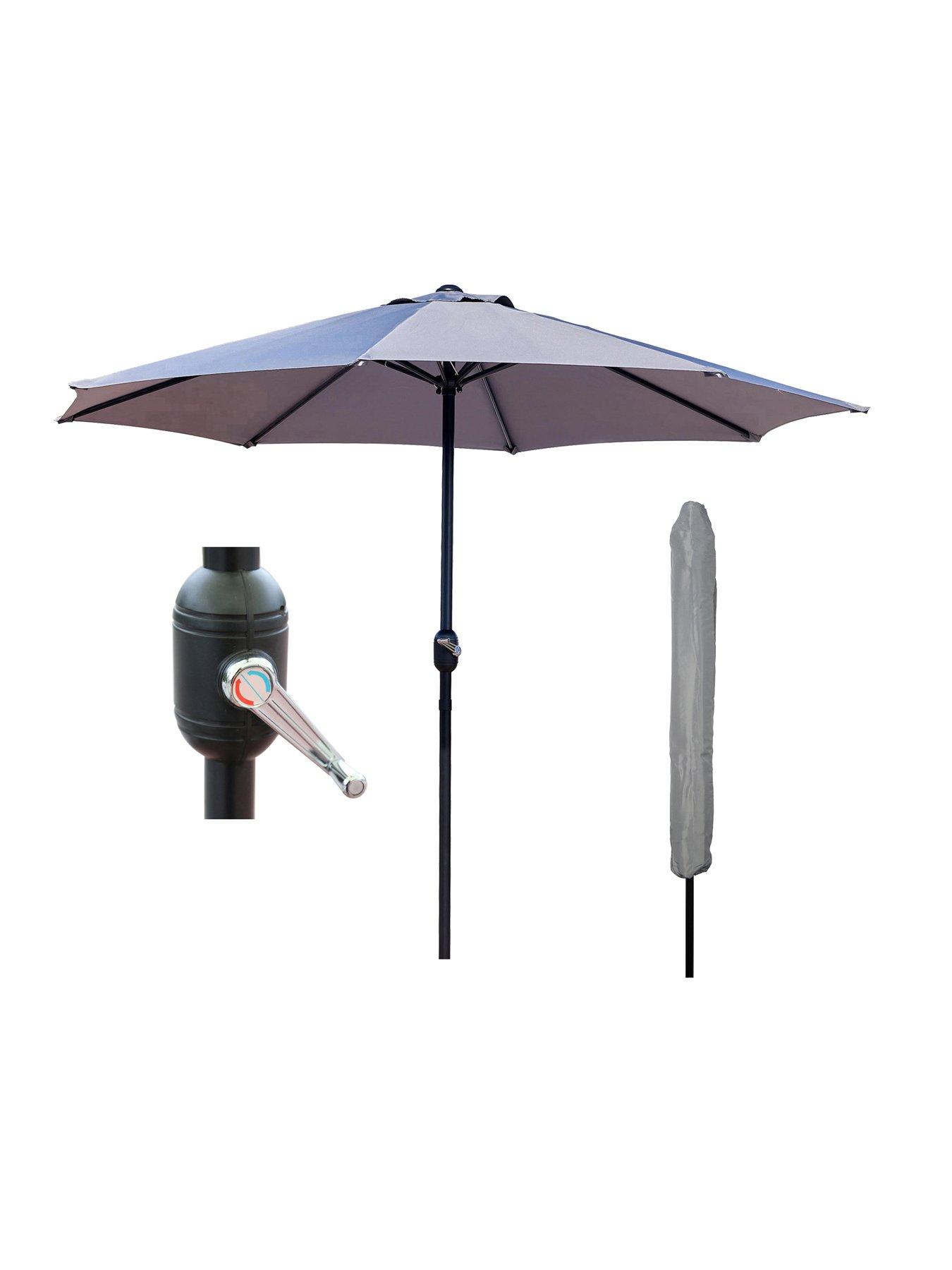 Image 6 of 6 of Glamhaus Light Grey Garden Table Parasol Umbrella 2.7M with Crank Handle, UV40 Protection, Includes Protection Cover - Robust Steel