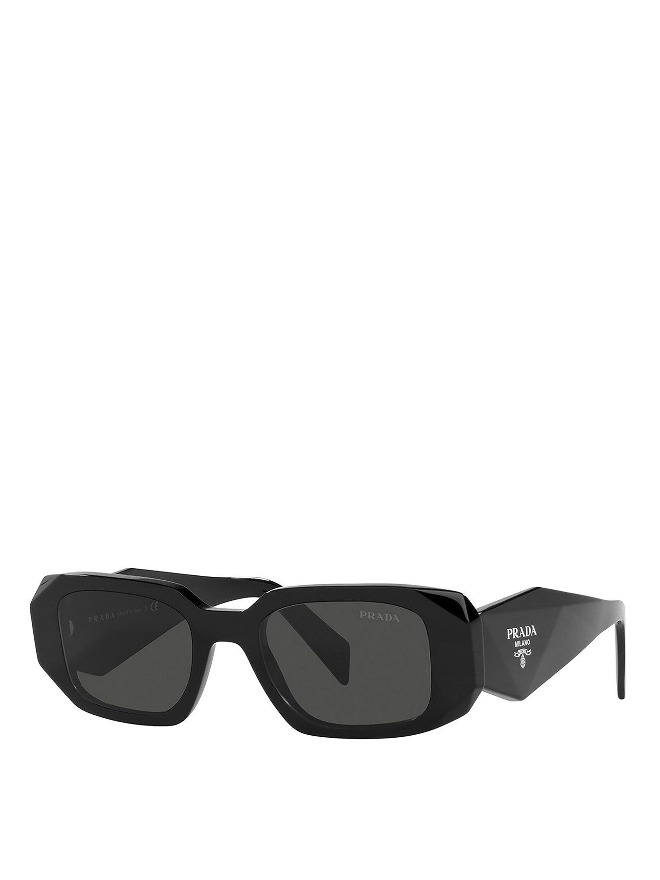 Prada Rectangle Acetate Sunglasses Black Very