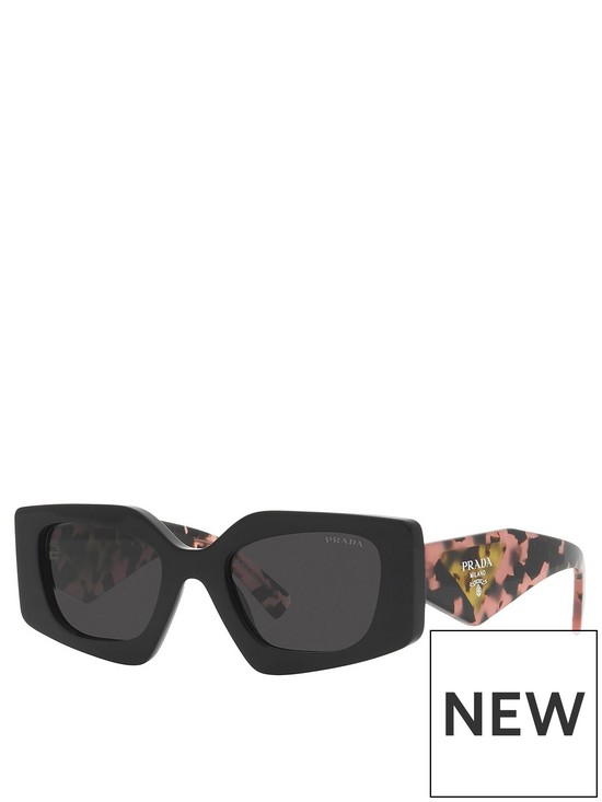 front image of prada-irregular-acetate-sunglasses-black