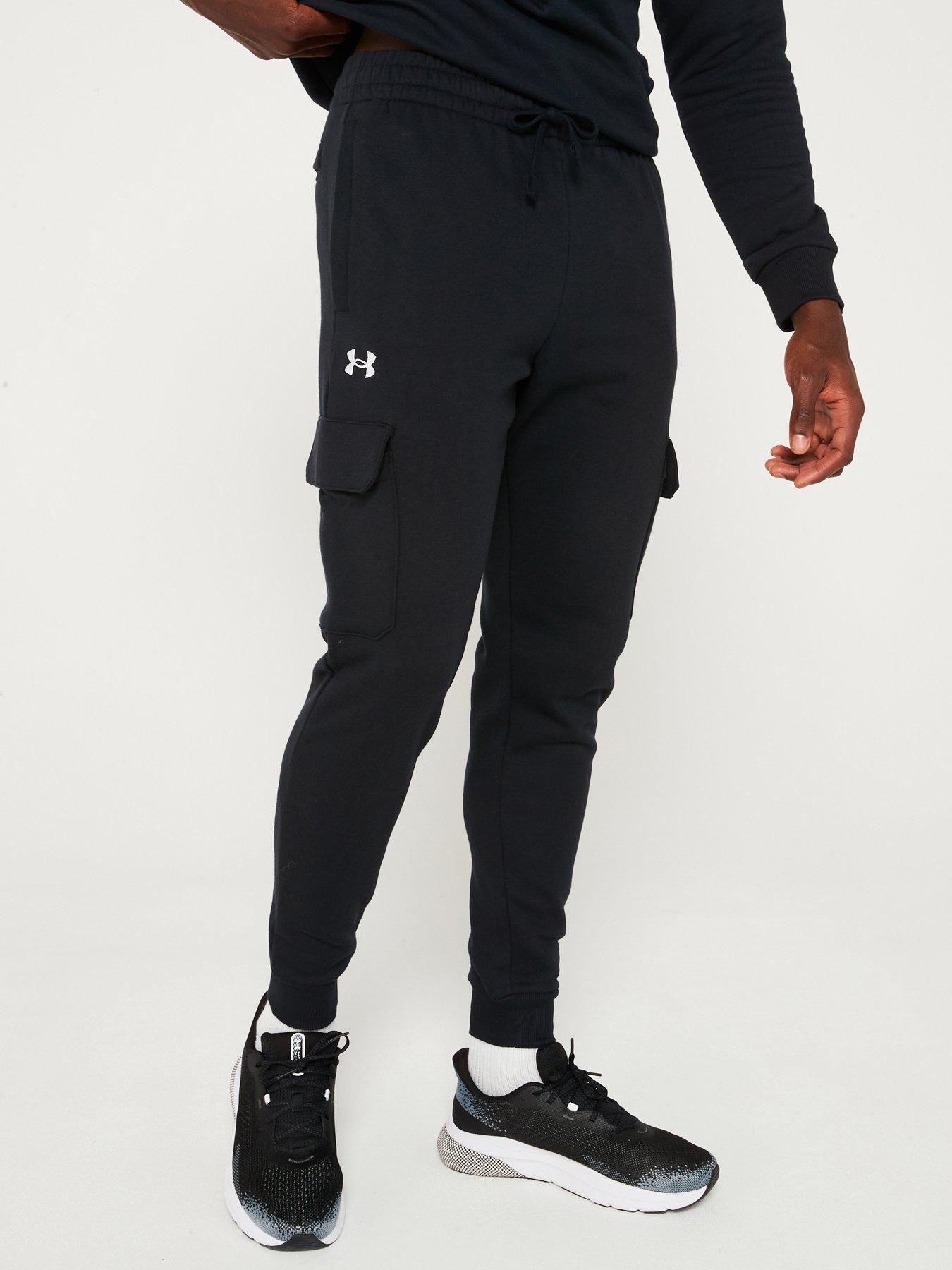undefined Mens Training Rival Fleece Cargo Joggers - Black/White