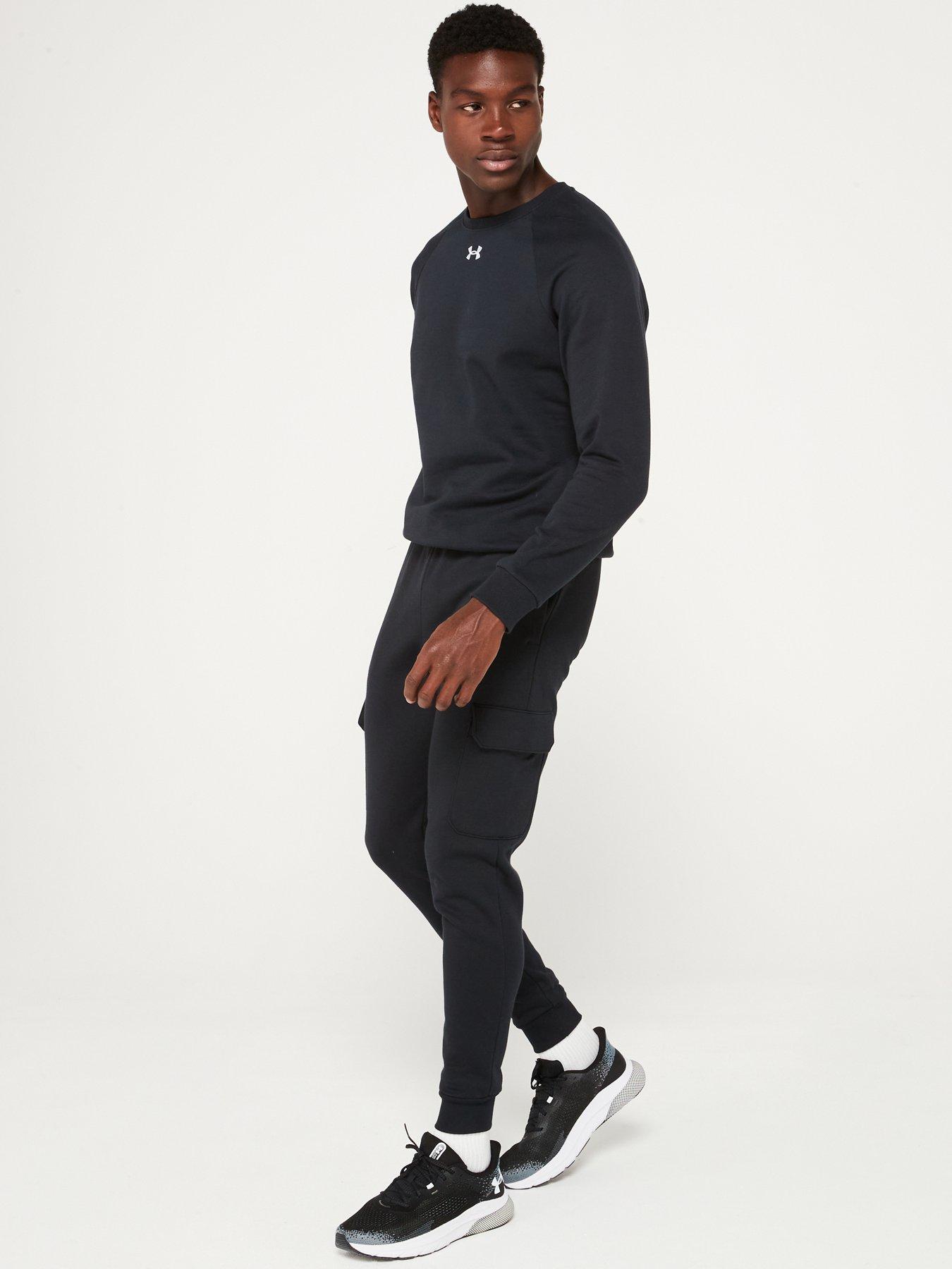 Image 3 of 5 of UNDER ARMOUR Mens Training Rival Fleece Cargo Joggers - Black/White