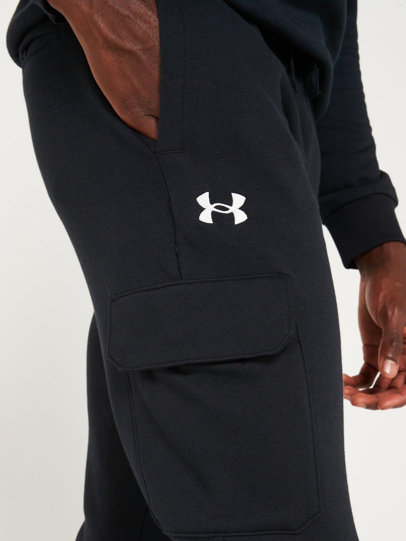 Image 4 of 5 of UNDER ARMOUR Mens Training Rival Fleece Cargo Joggers - Black/White