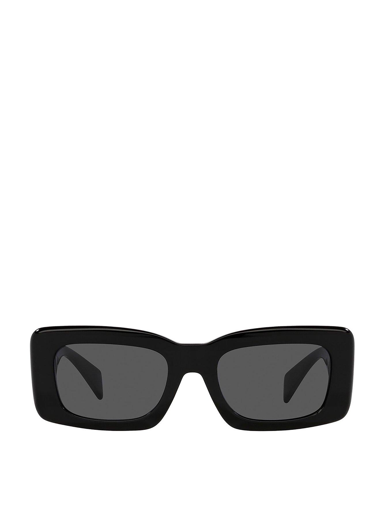 VERSACE Rectangle Acetate Sunglasses - Black | Very.co.uk