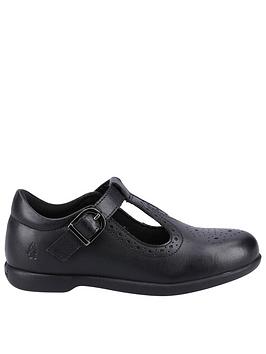 hush puppies britney jnr school shoe - black, black, size 1 older