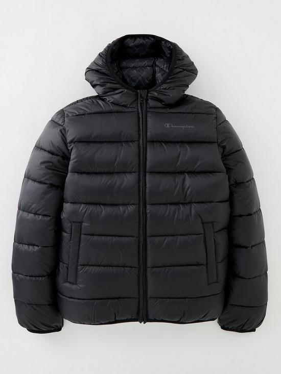 front image of champion-legacy-outdoor-hooded-jacket-black