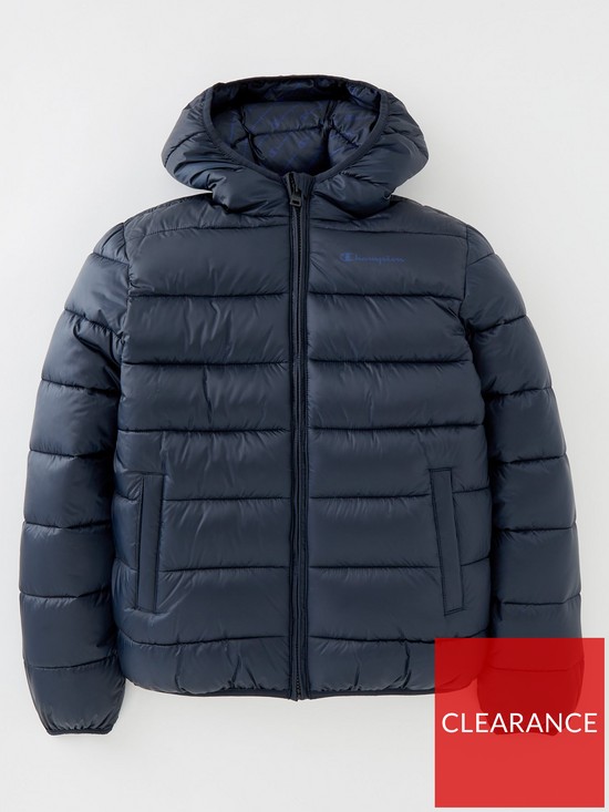 front image of champion-legacy-outdoor-hooded-jacket-navy
