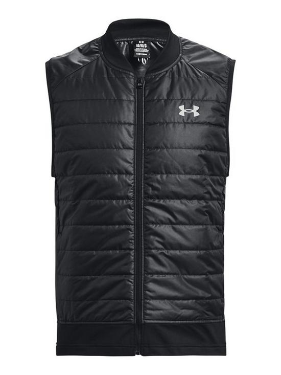 front image of under-armour-mens-running-storm-insulated-gilet-black