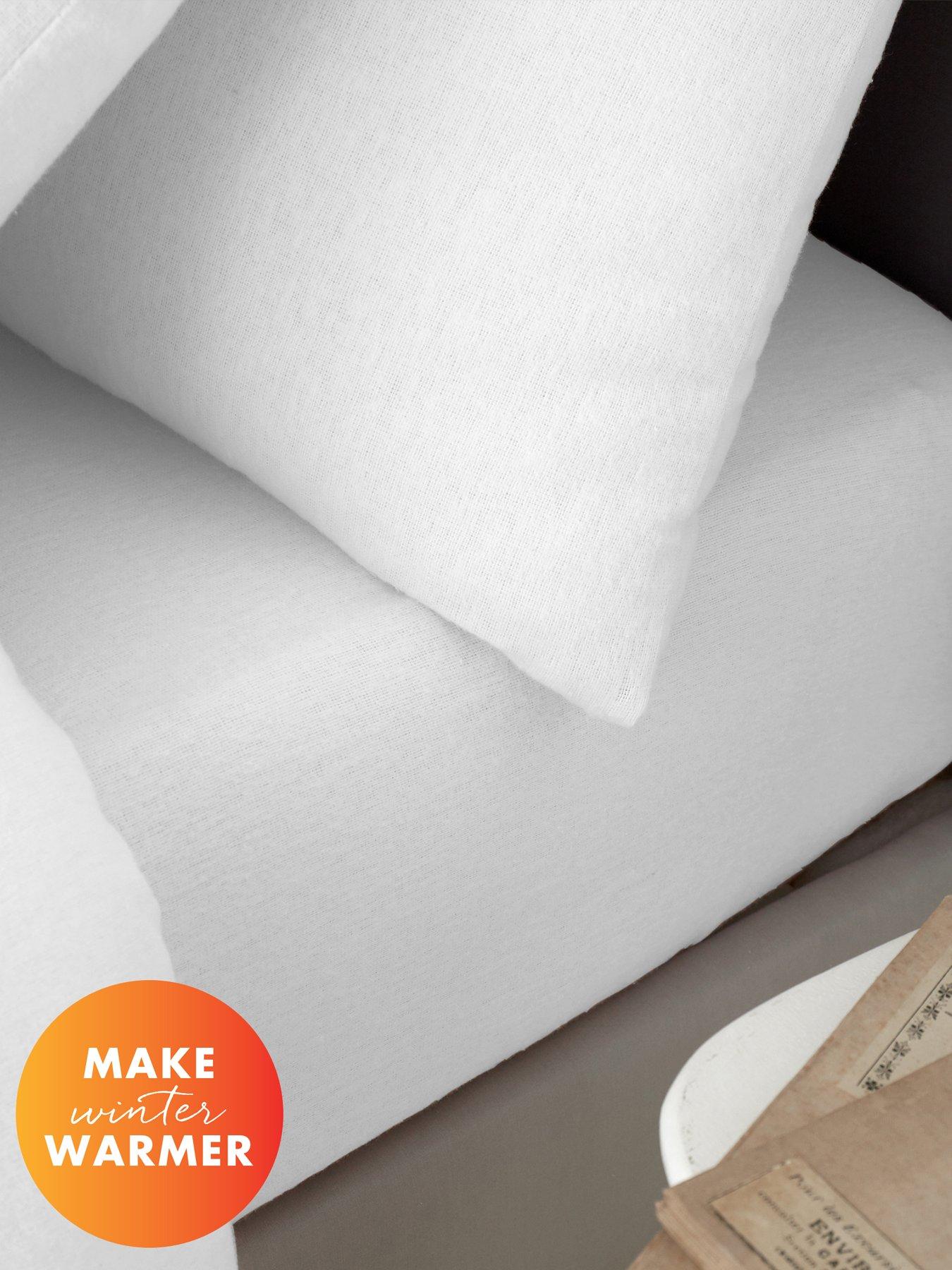 Product photograph of Catherine Lansfield Brushed 100 Cotton Sheet And Pillow Case Pack from very.co.uk