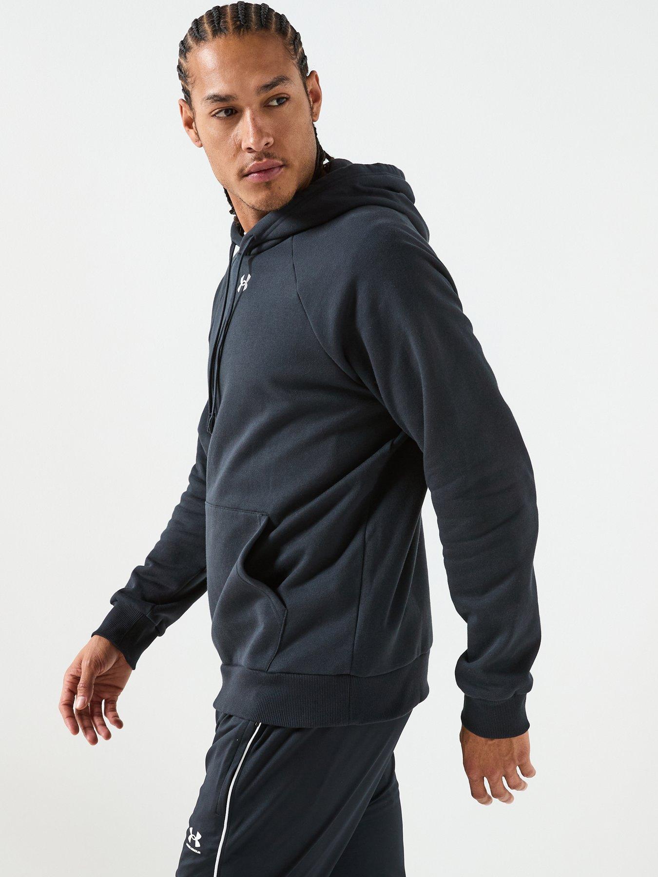 UNDER ARMOUR Mens Training Rival Fleece Hoodie Black/White Very