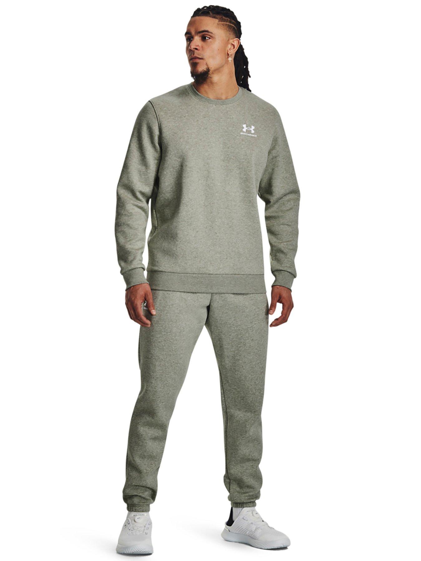 Mens Training Essential Fleece Crew Sweat - Khaki