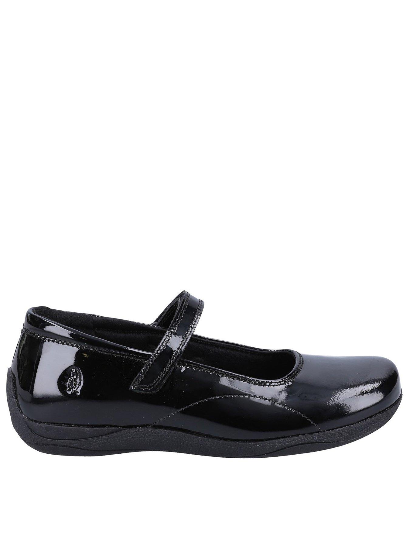 Hush Puppies Aria Patent Snr School Shoe, Black, Size 3 Older