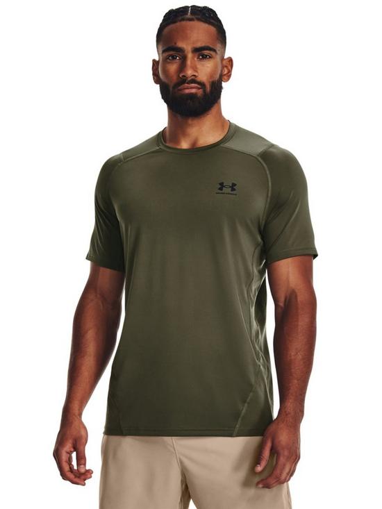 UNDER ARMOUR Training Heat Gear Armour Fitted T-Shirt - Khaki | very.co.uk