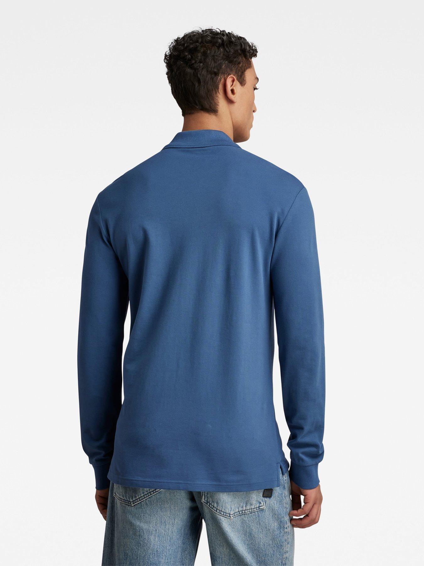 G-Star RAW G-star Dunda Long Sleeve Core Polo Shirt - Blue | very.co.uk