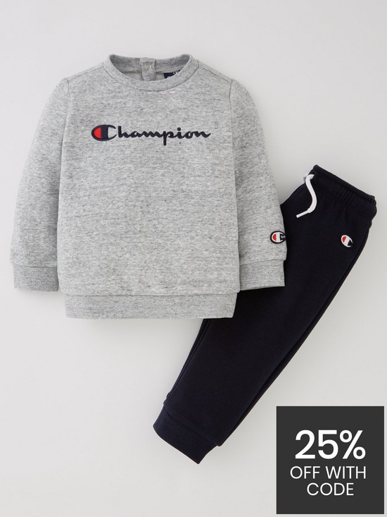 front image of champion-legacy-american-classics-crewneck-suit-grey