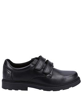 hush puppies logan snr school shoe - black, black, size 3 older