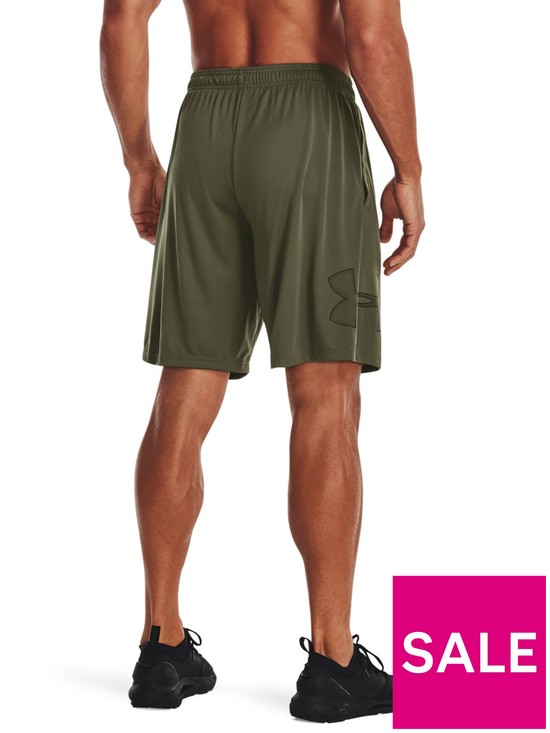 stillFront image of under-armour-mens-training-tech-graphic-shorts-khaki