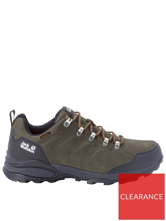 front image of jack-wolfskin-refugio-texapore-low-walking-shoes-green