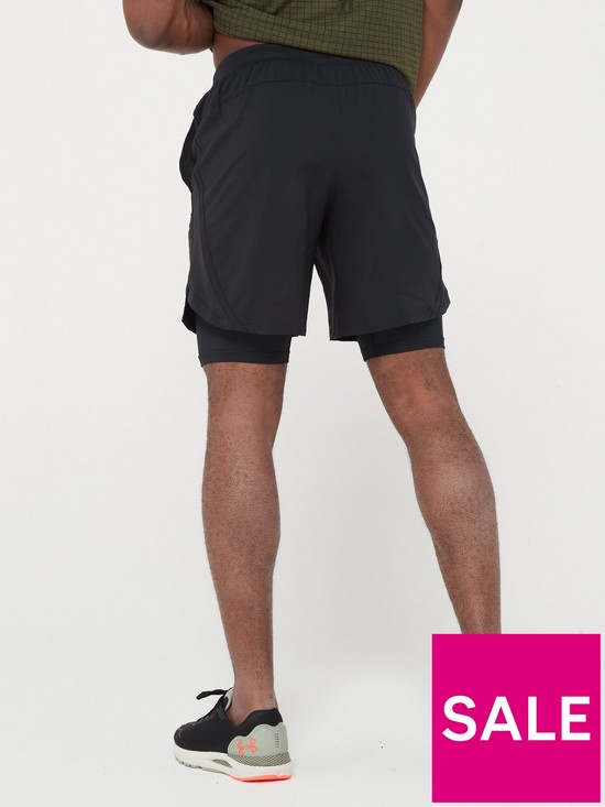 stillFront image of under-armour-running-launch-7inch-2-in-1-shorts-black