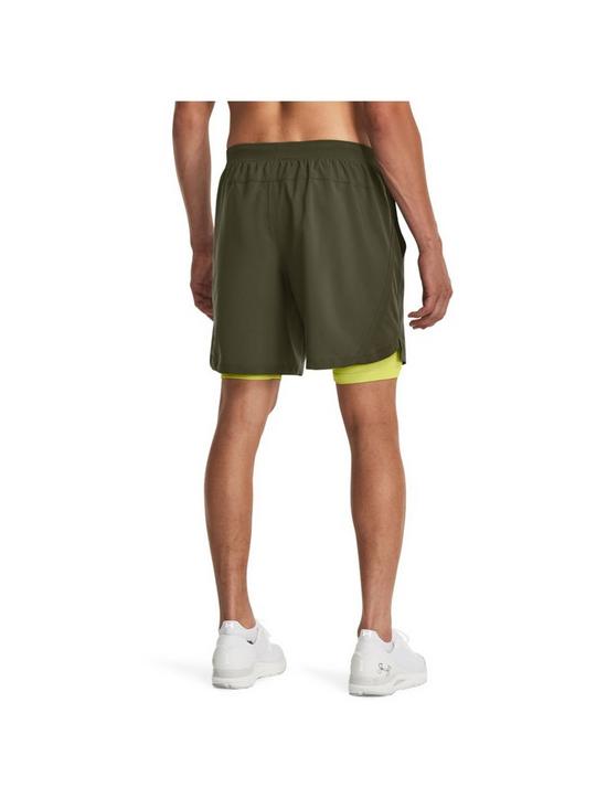 stillFront image of under-armour-mens-running-launch-7-2-in-1-shorts-khakilime