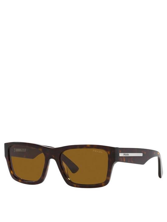 front image of prada-rectangle-acetate-sunglasses-tortoise