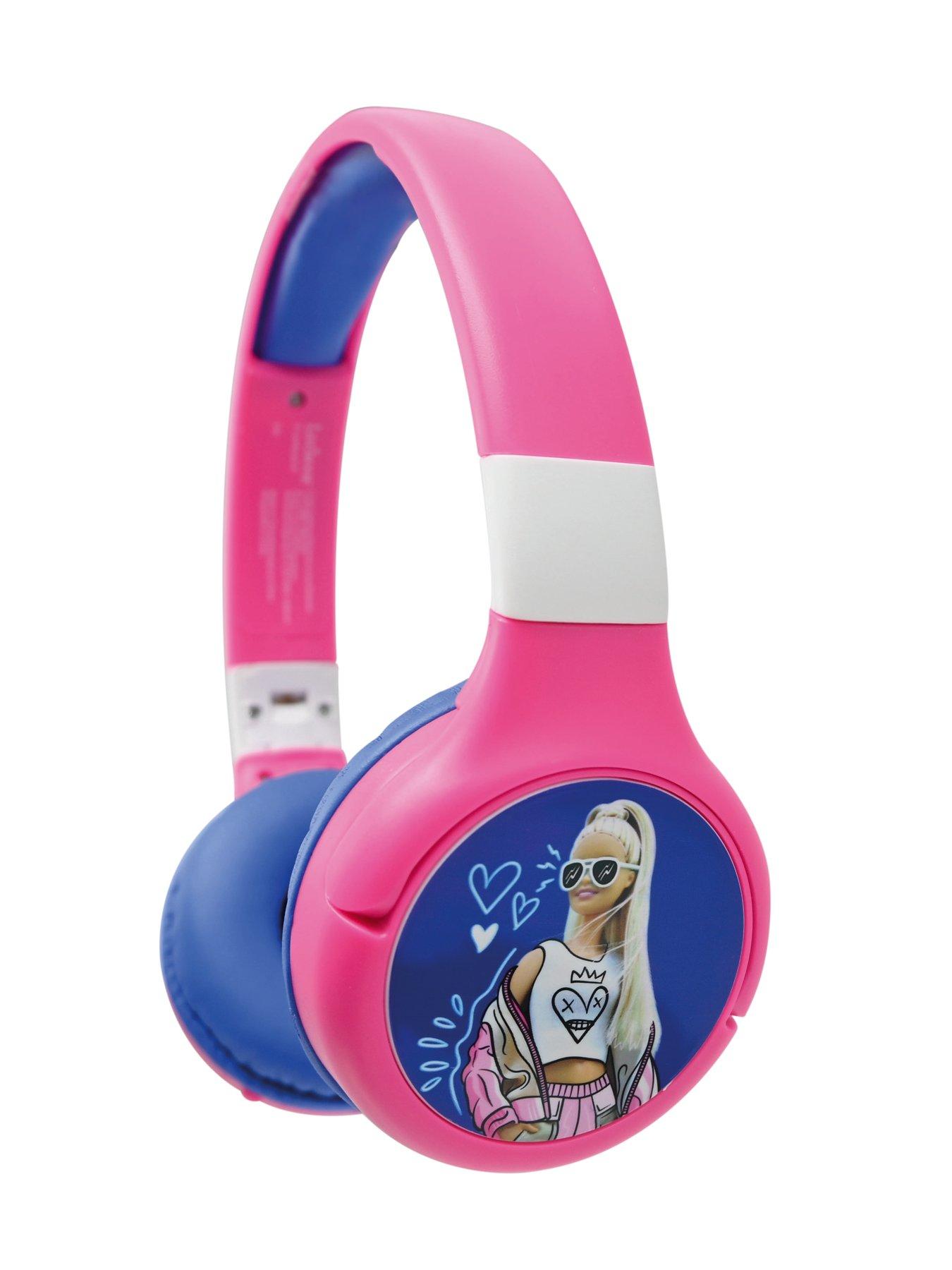 Barbie 2 in 1 Bluetooth and Wired comfort foldable Headphones with kids safe volume Very