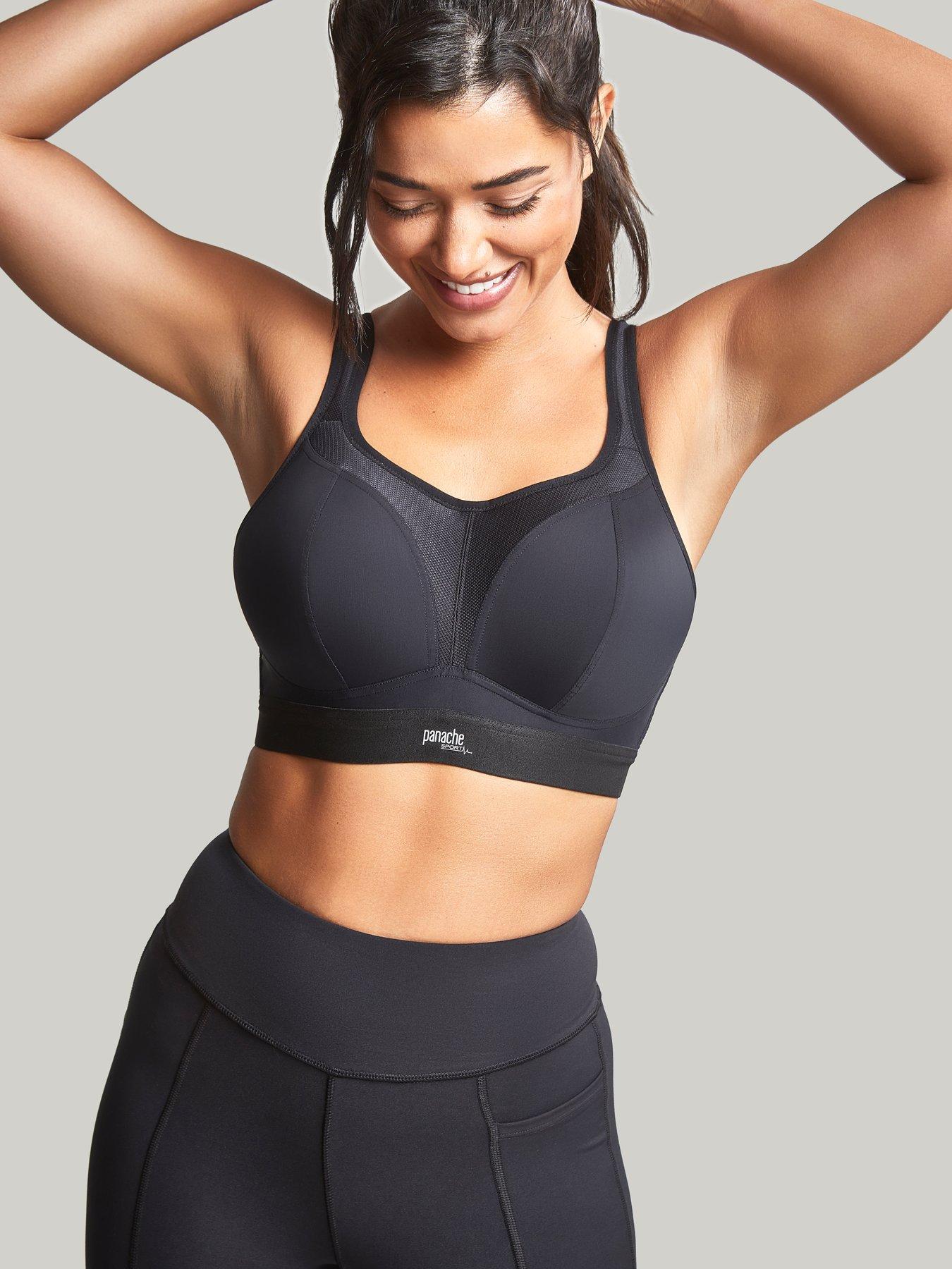 Women's Plus Size Soft Lined Active Zip Wired Concealed Black Bra