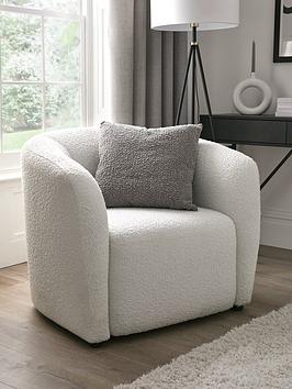 Product photograph of Very Home Soho Boucle Fabric Armchair - Ivory from very.co.uk