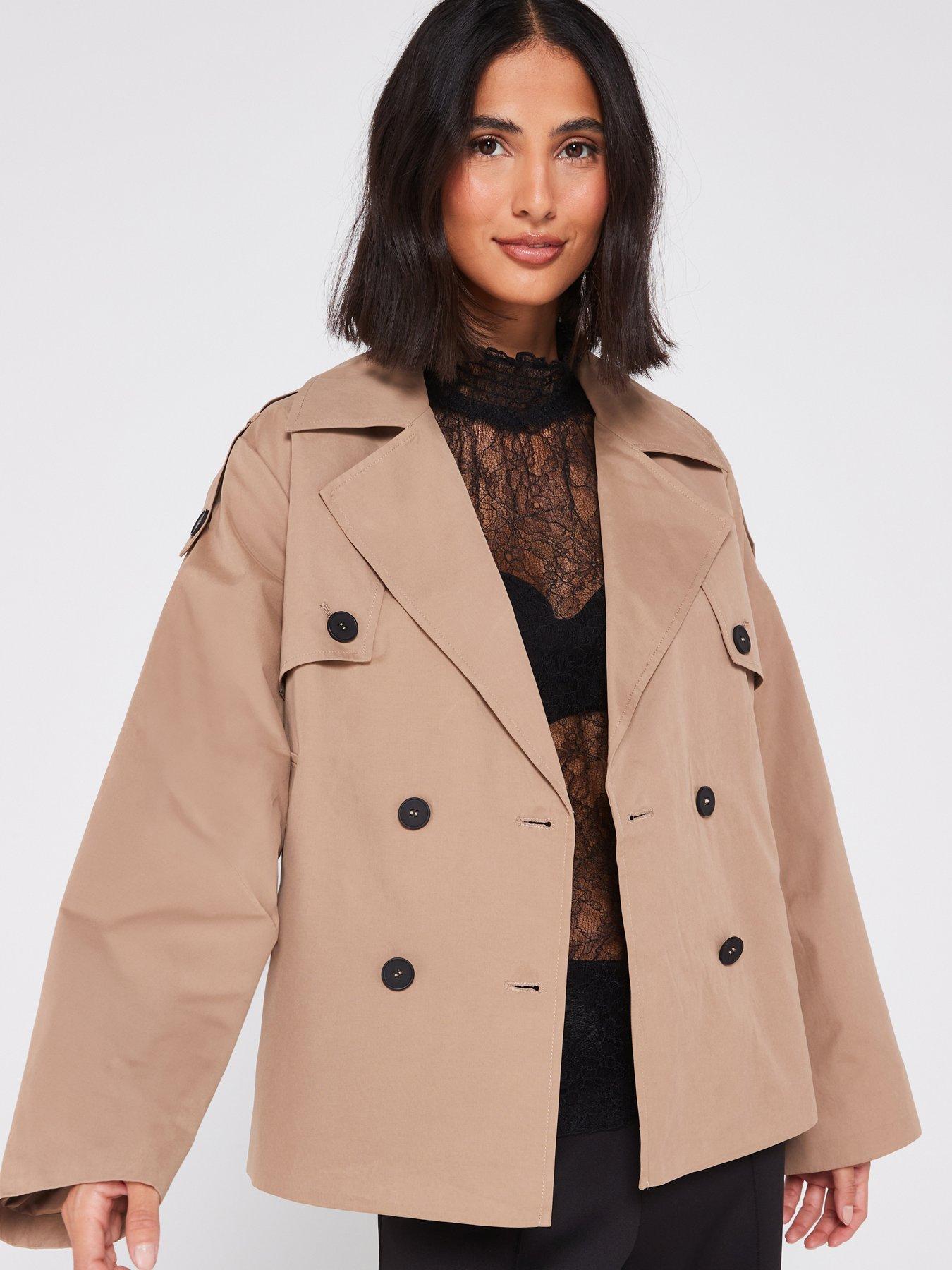 Y.A.S Short Trench Coat - Beige | Very.co.uk