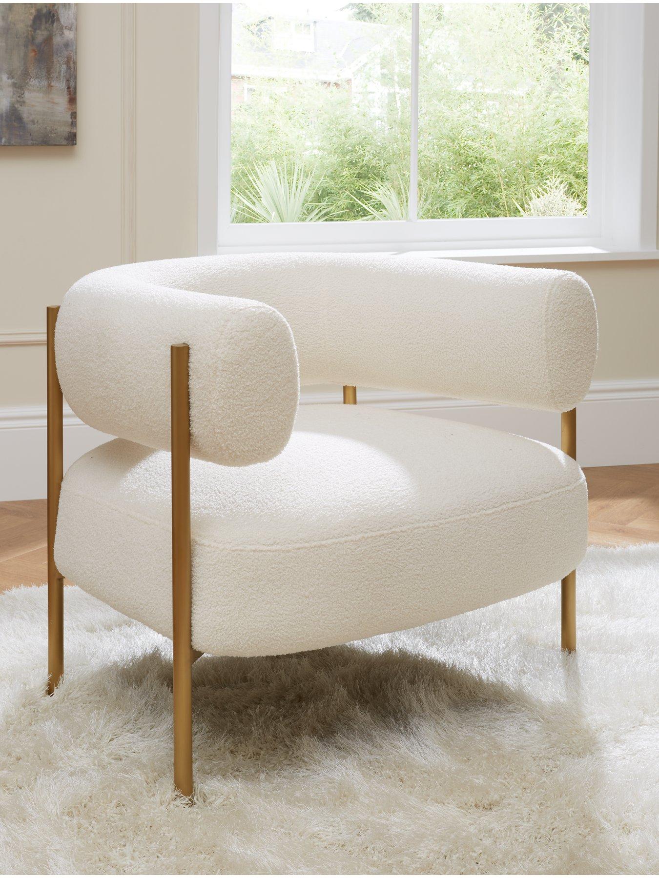 undefined Icon Boucle Fabric Accent Chair - Cream
