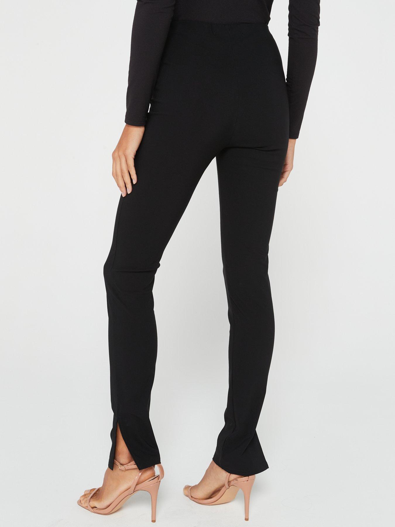 Black Knitted Split Hem Flare Pants