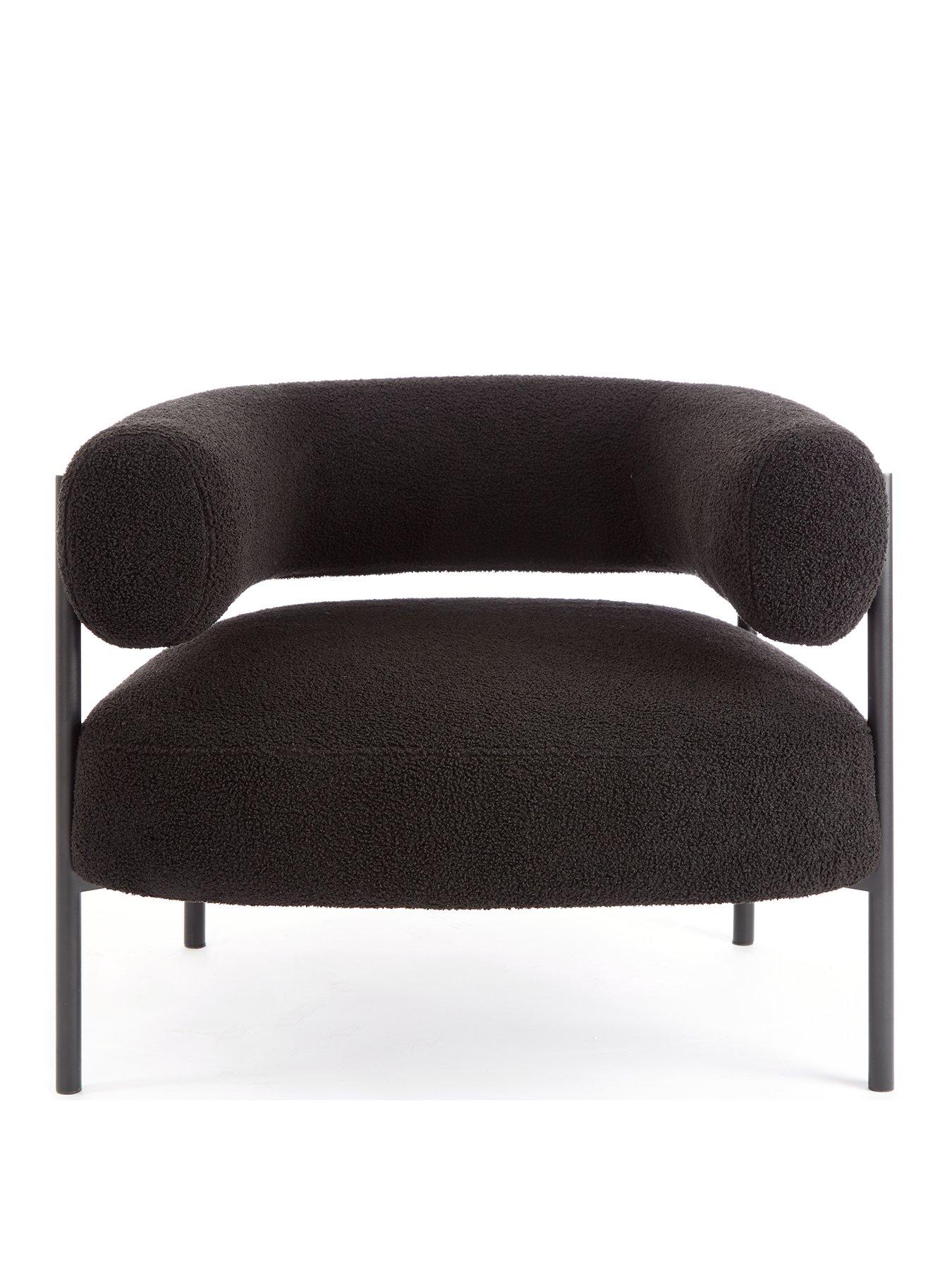Very Home Icon Boucle Fabric Accent Chair - Black | very.co.uk