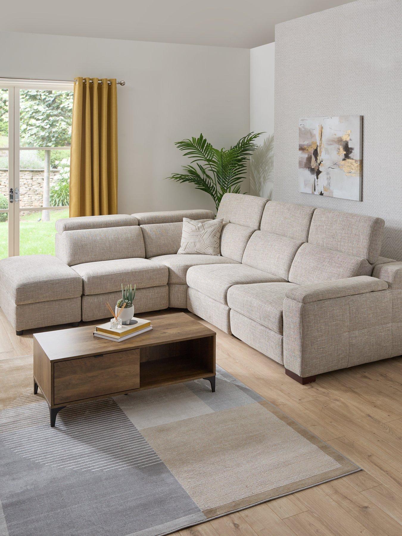 Product photograph of Very Home Detroit Fabric Left Hand Power Recliner Corner Group Sofa With Charging Ports And Storage - Grey from very.co.uk