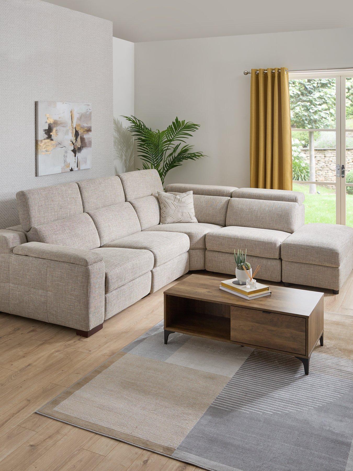 Product photograph of Very Home Detroit Fabric Right Hand Power Recliner Corner Group Sofa With Charging Ports And Storage - Grey from very.co.uk